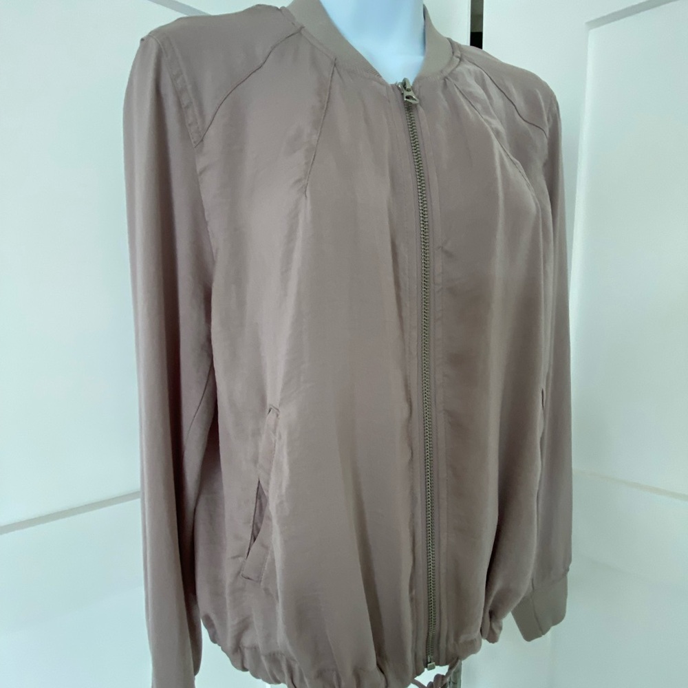 Divided Tan Bomber Jacket with Elasticized Cuffs